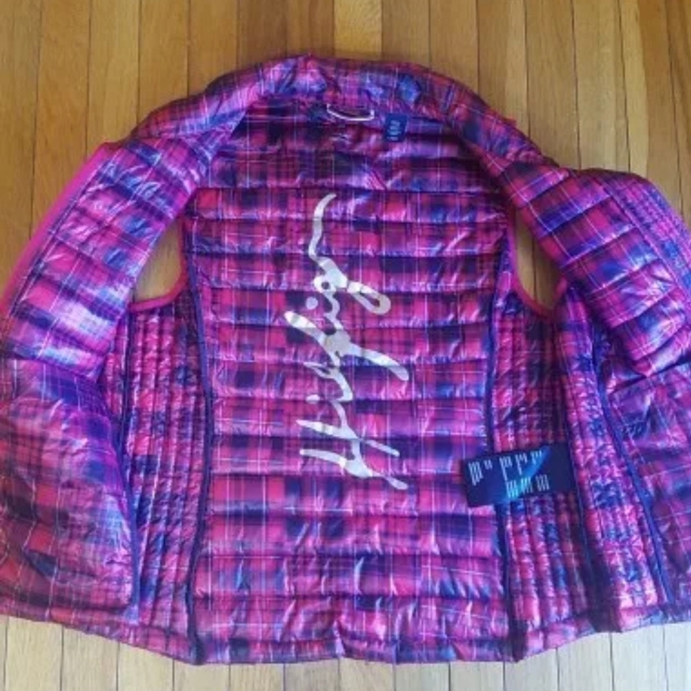 Tommy Hilfiger Large Buffalo Checkered Packable Lightweight Pink Vest Multicolor